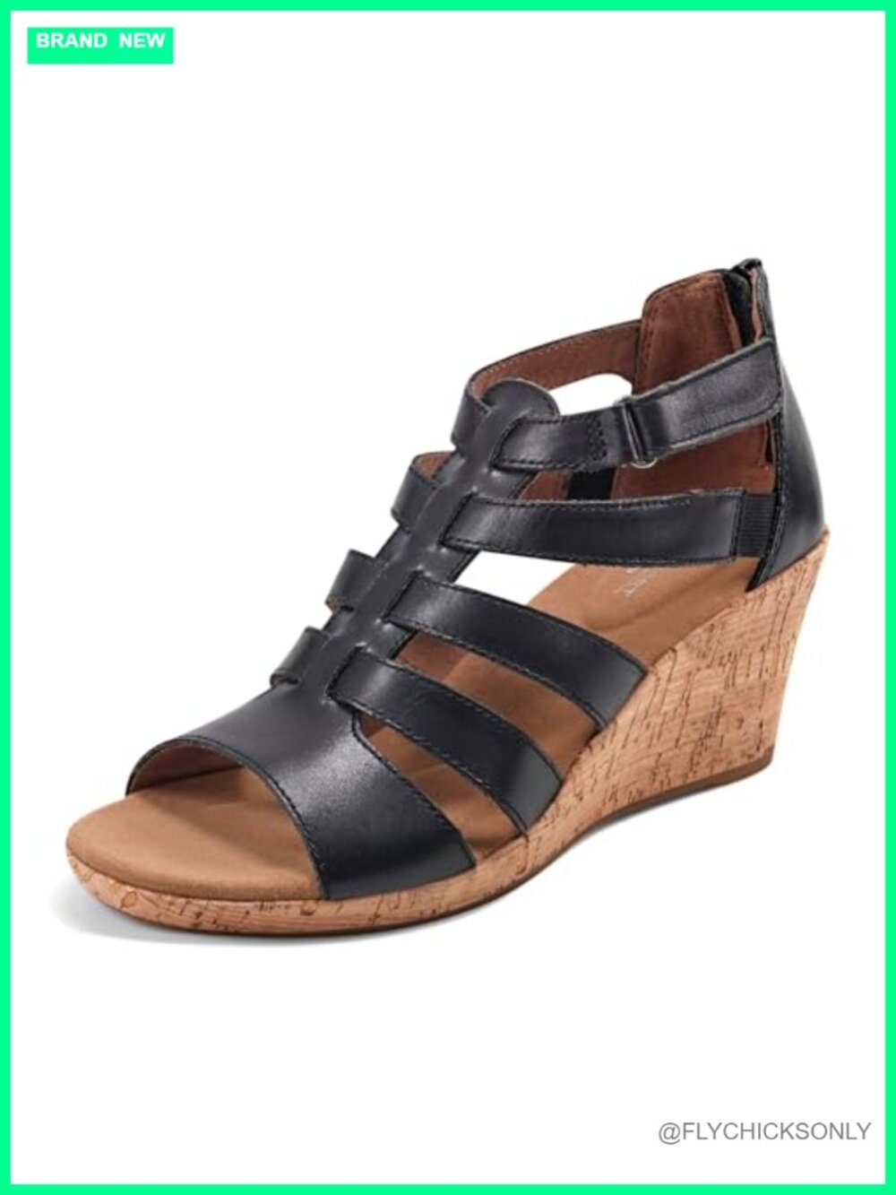 Rockport Women's Gladiator Wedge Sandal Leather Arch Support Ankle Strap